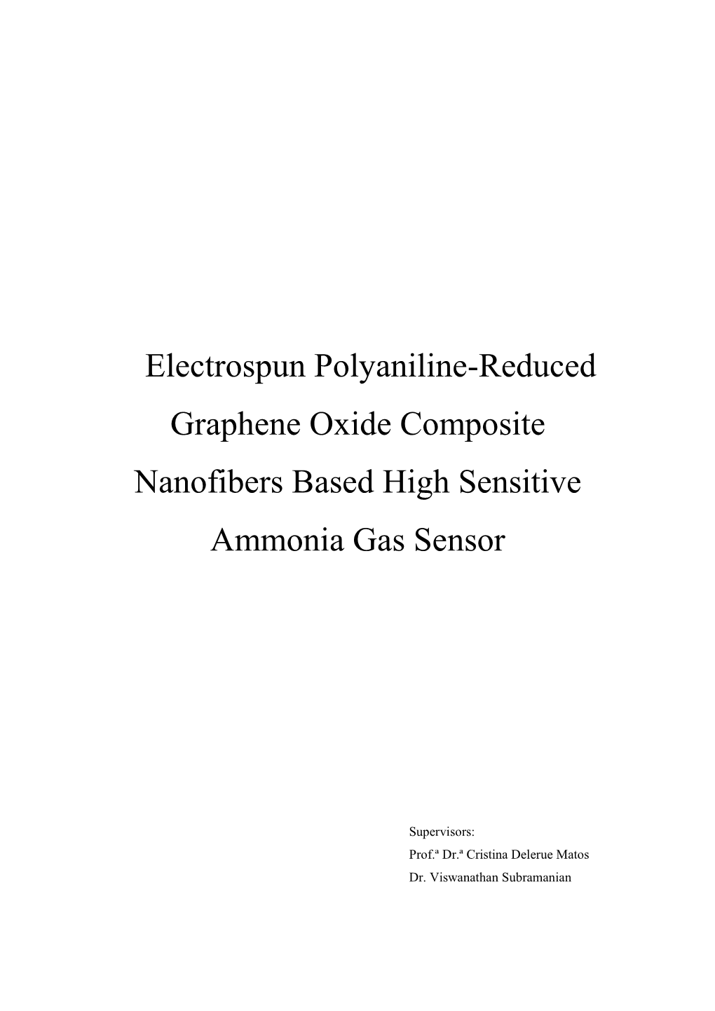 Electrospun Polyaniline-Reduced Graphene Oxide Composite Nanofibers Based High Sensitive Ammonia Gas Sensor