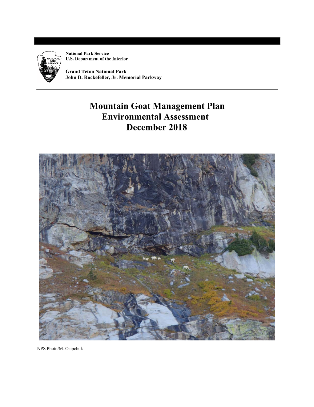 Mountain Goat Management Plan and Environmental Assessment, and Requested Feedback on the Proposal