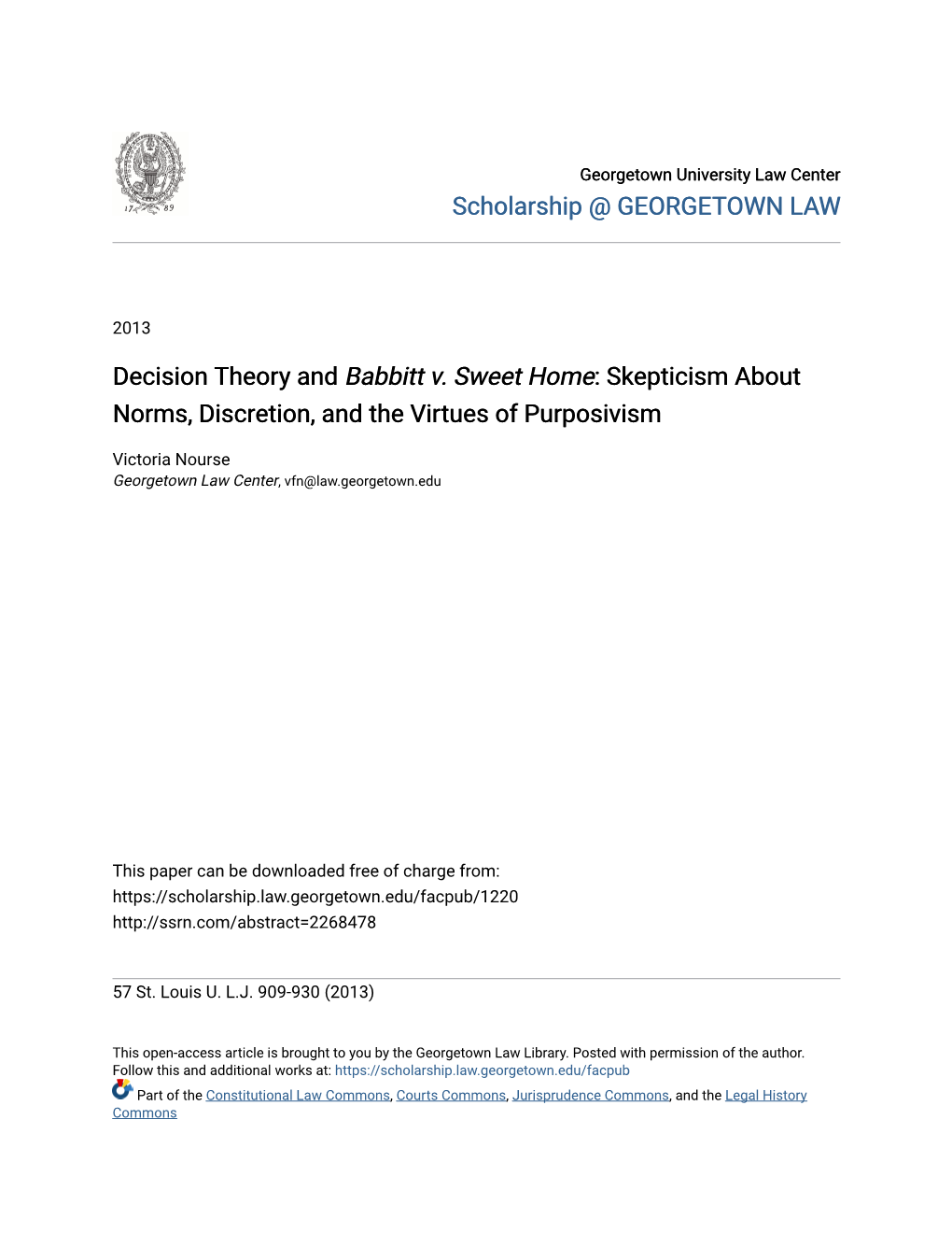 Decision Theory and <I>Babbitt V. Sweet Home</I>