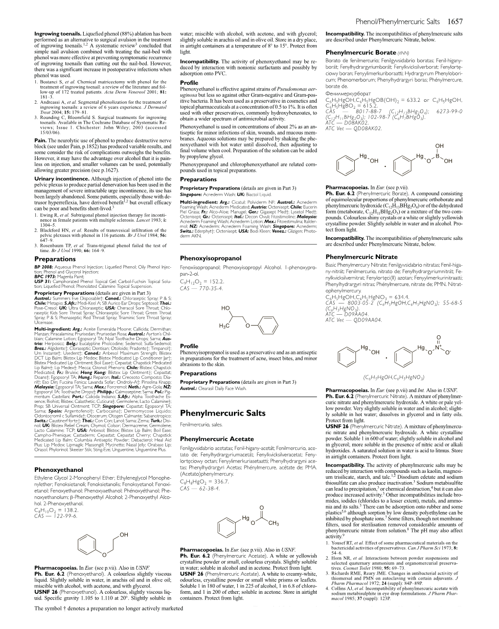 Phenylmercuric Salts 1657 Ingrowing Toenails