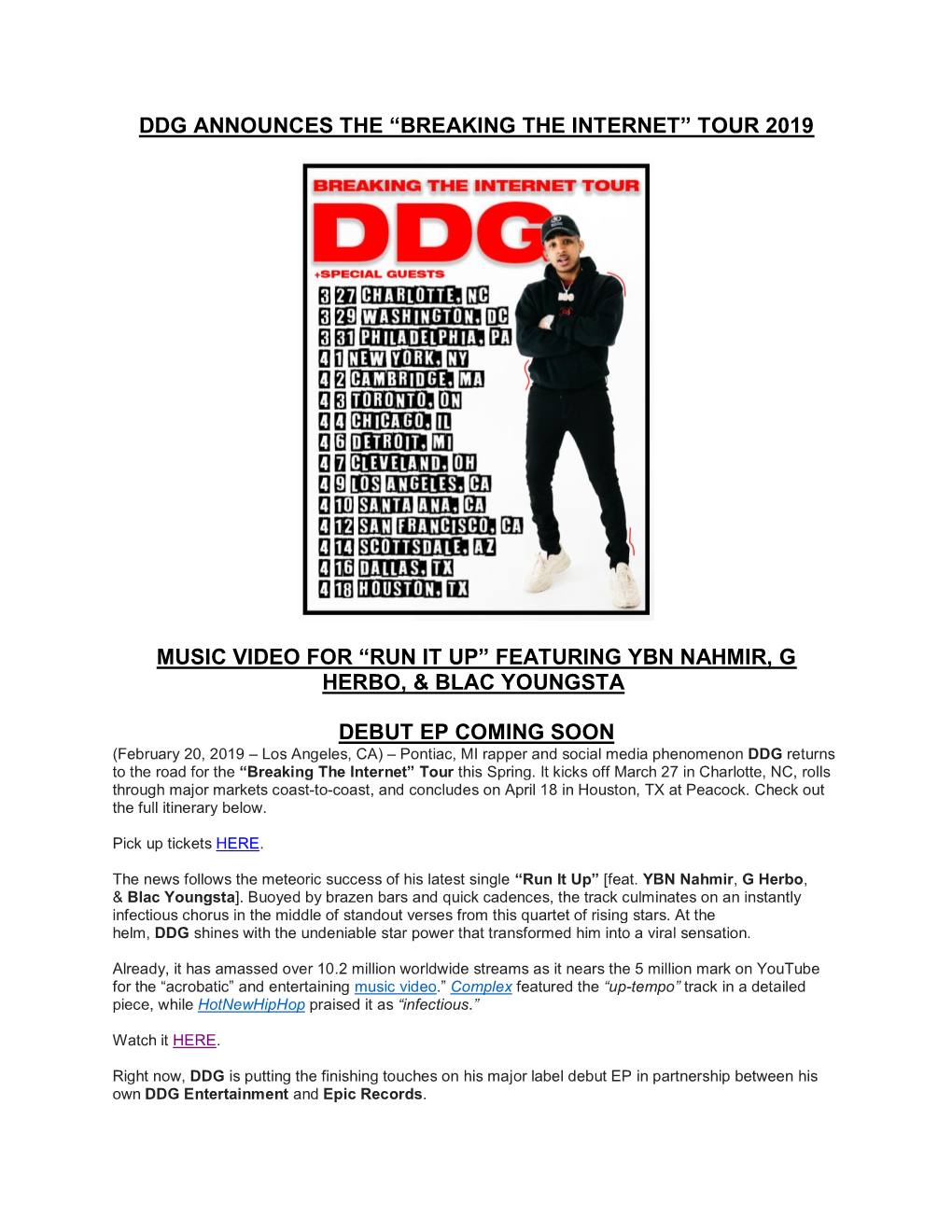 Ddg Announces the “Breaking the Internet” Tour 2019