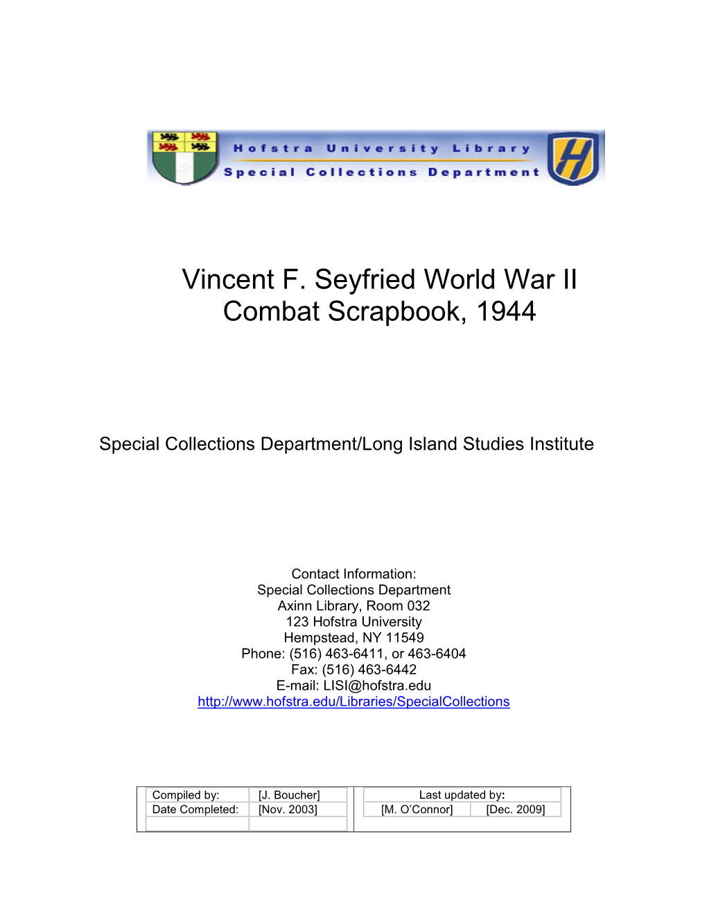 World War II Scrapbook of Vincent F. Seyfried, 1944