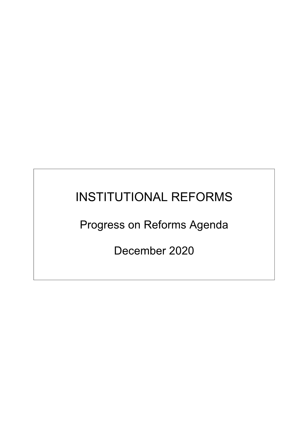 Progress on Reforms Agenda 2020