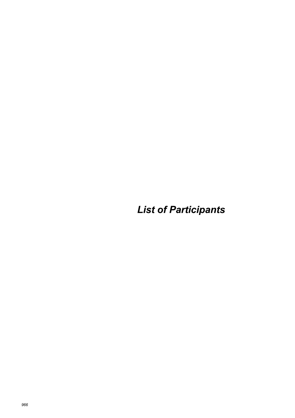 List of Participants