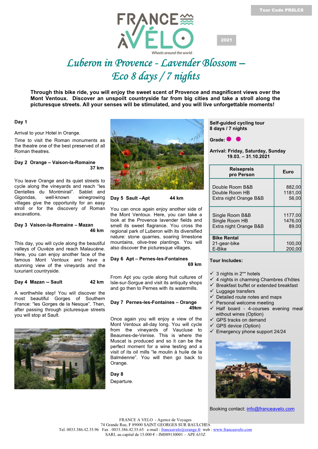 Luberon in Provence - Lavender Blossom – Eco 8 Days / 7 Nights