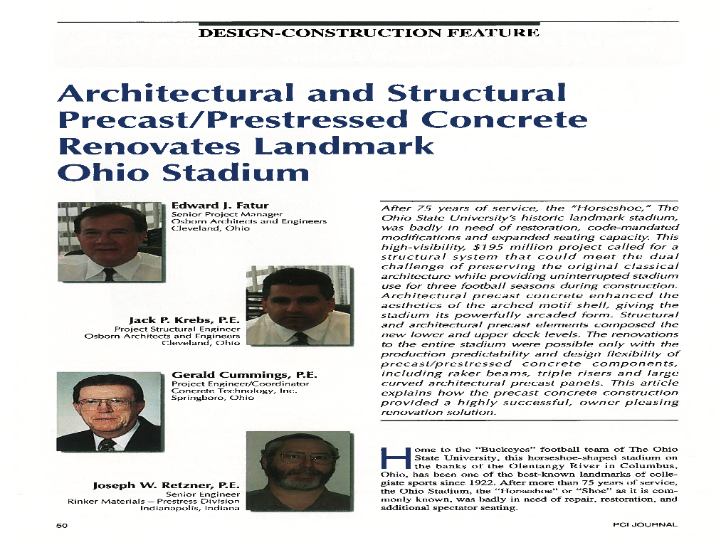 Architectural and Structural Precast/Prestressed Concrete Renovates Landmark Ohio Stadium