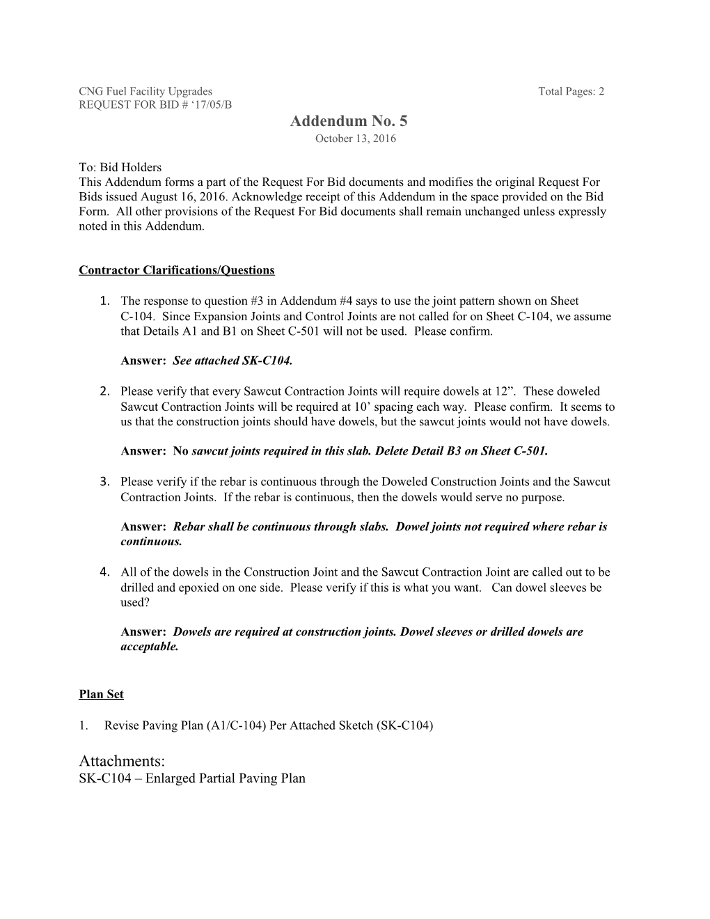 CNG Fuel Facility Upgrades Total Pages: 2