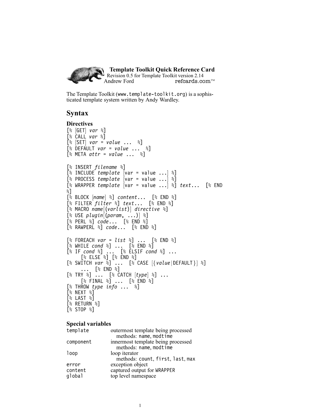 Template Toolkit Quick Reference Card-Fullpage.Pdf 2005-08-30 09