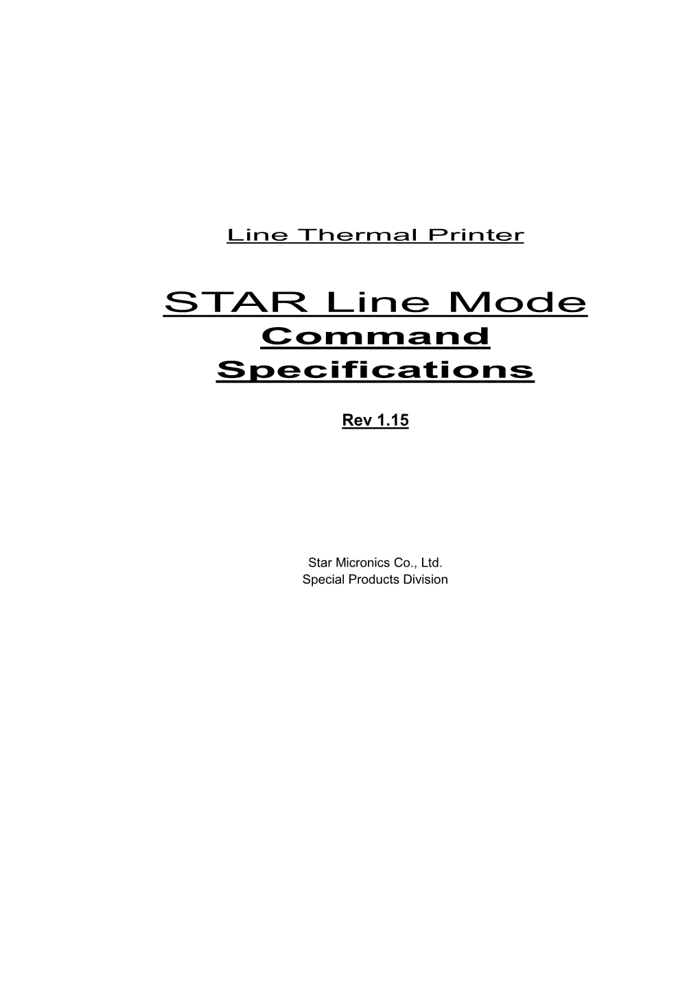 Line Thermal Printer STAR Line Mode Command Specifications