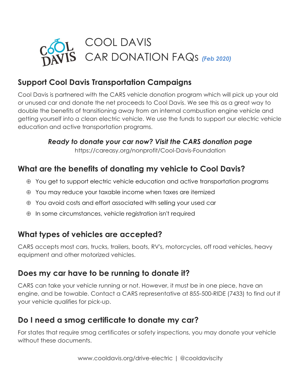 COOL DAVIS CAR DONATION Faqs (Feb 2020)