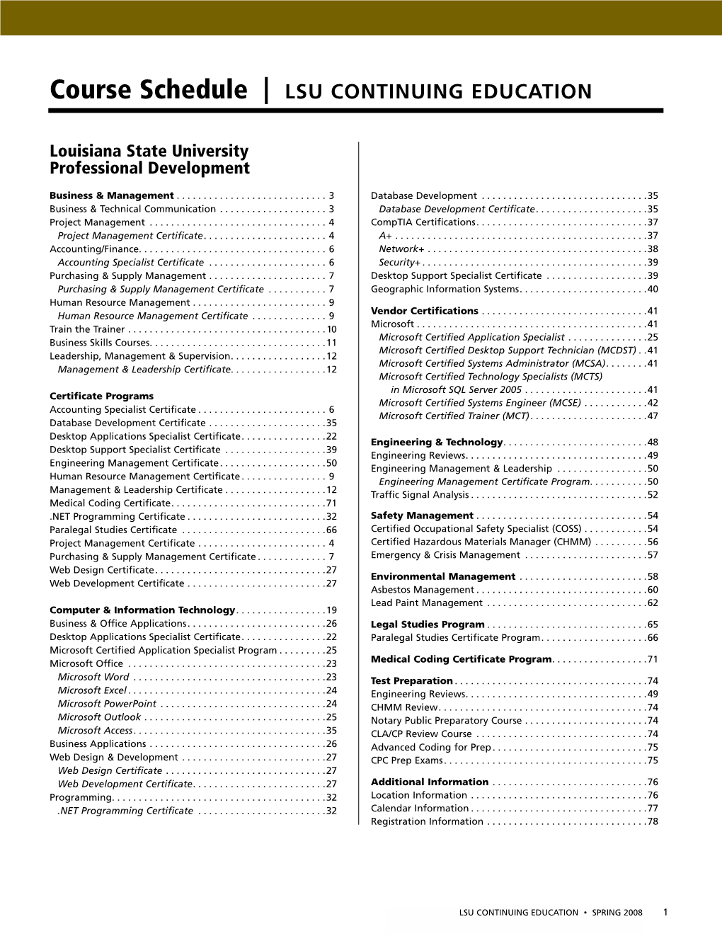 Course Schedule | LSU Continuing Education