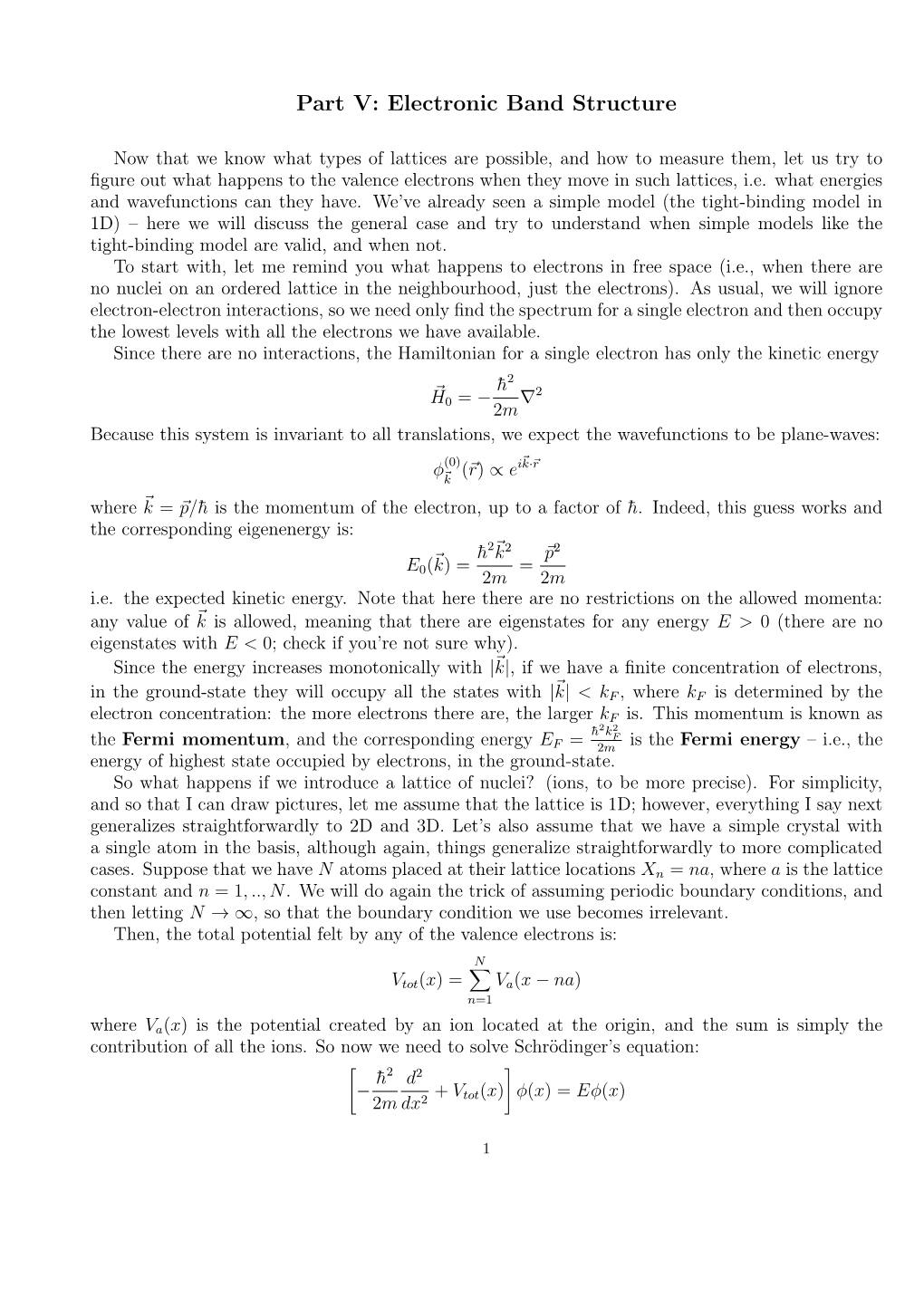 Part V: Electronic Band Structure