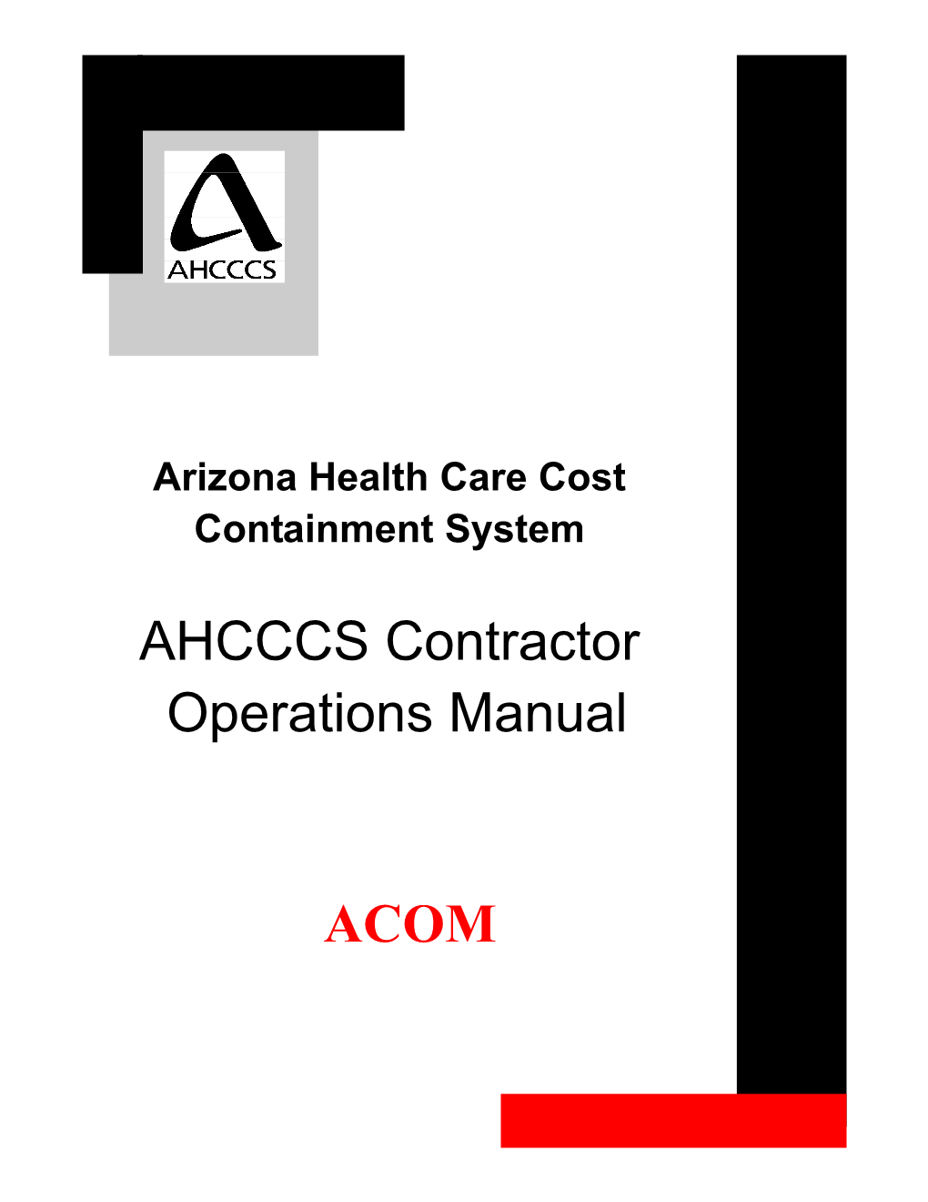 AHCCCS Contractor Operations Manual