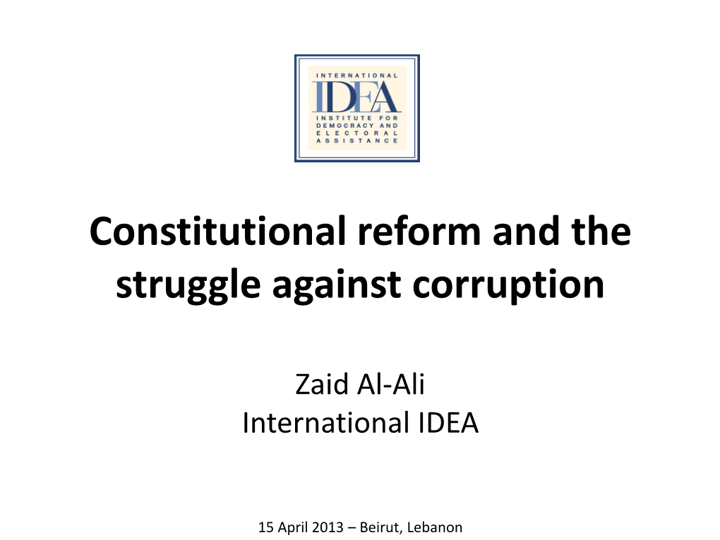 Constitutional Reform and the Struggle Against Corruption