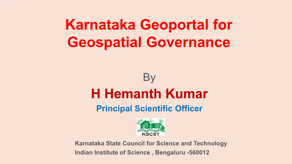 Karnataka Geoportal for Geospatial Governance
