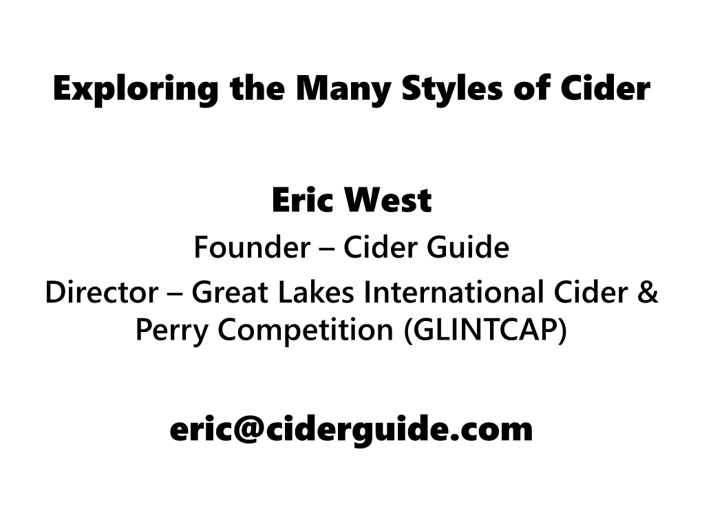 Defining Cider Styles and Competitions