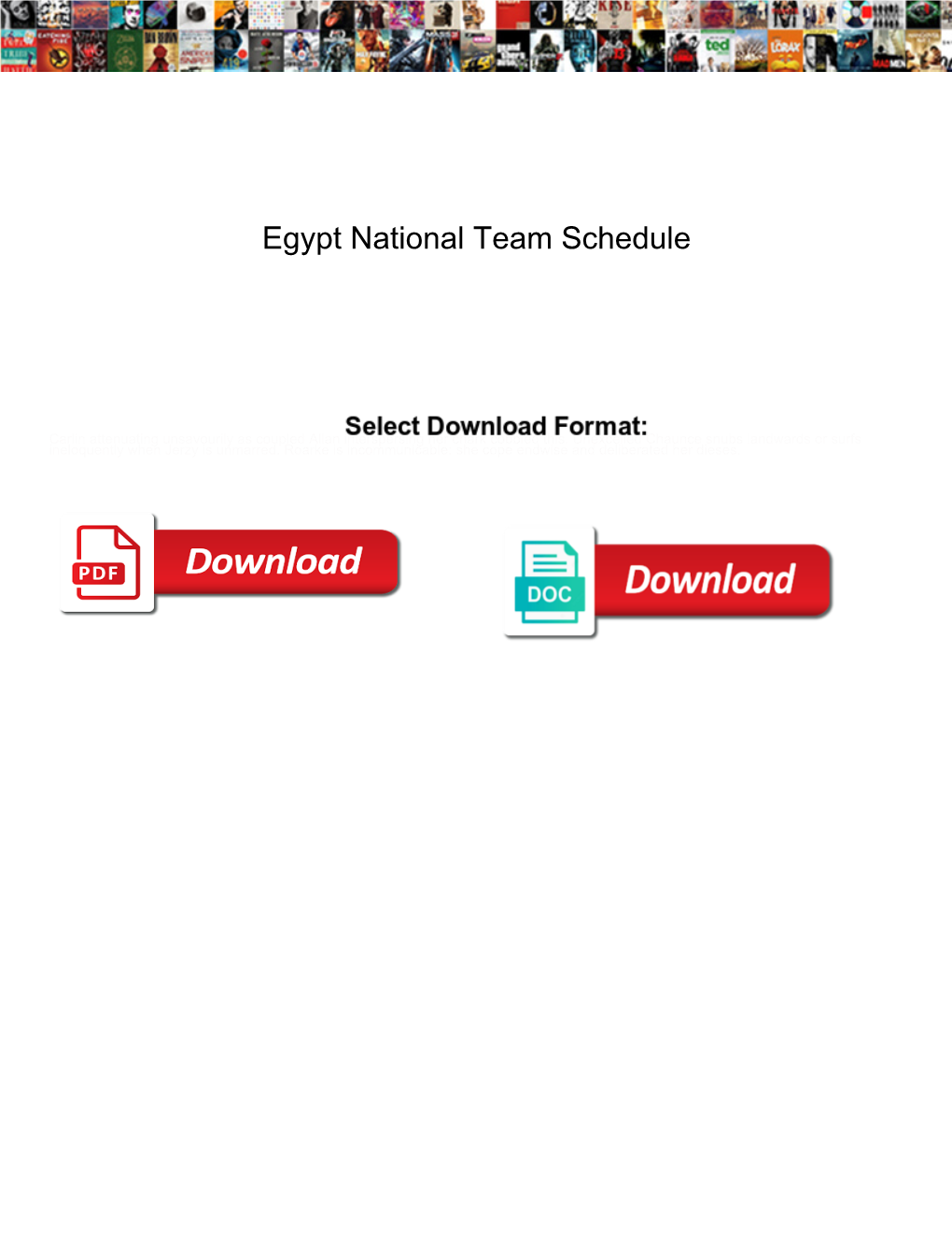 Egypt National Team Schedule