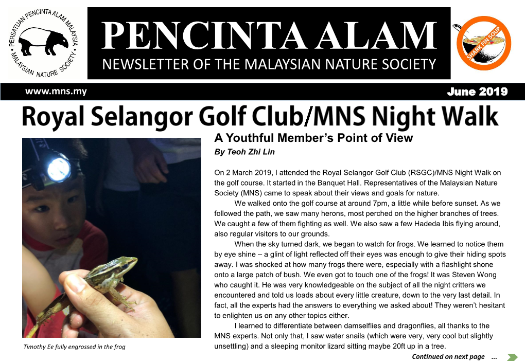 Pencinta Alam Newsletter of the Malaysian Nature Society