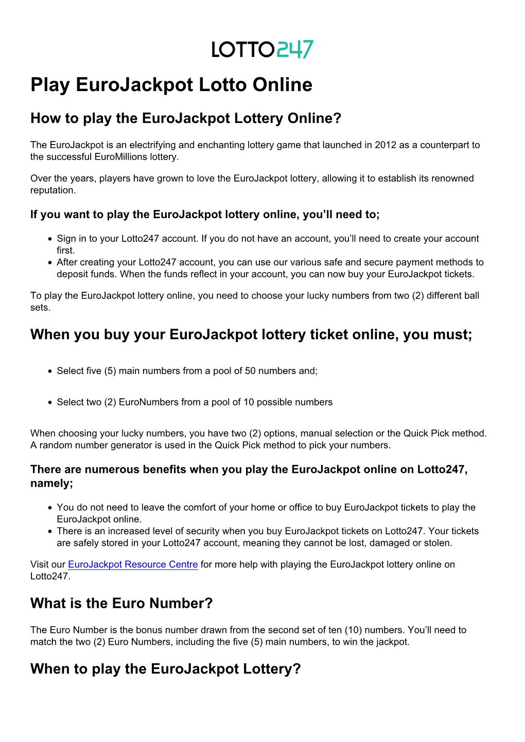 Play Eurojackpot Lotto Online