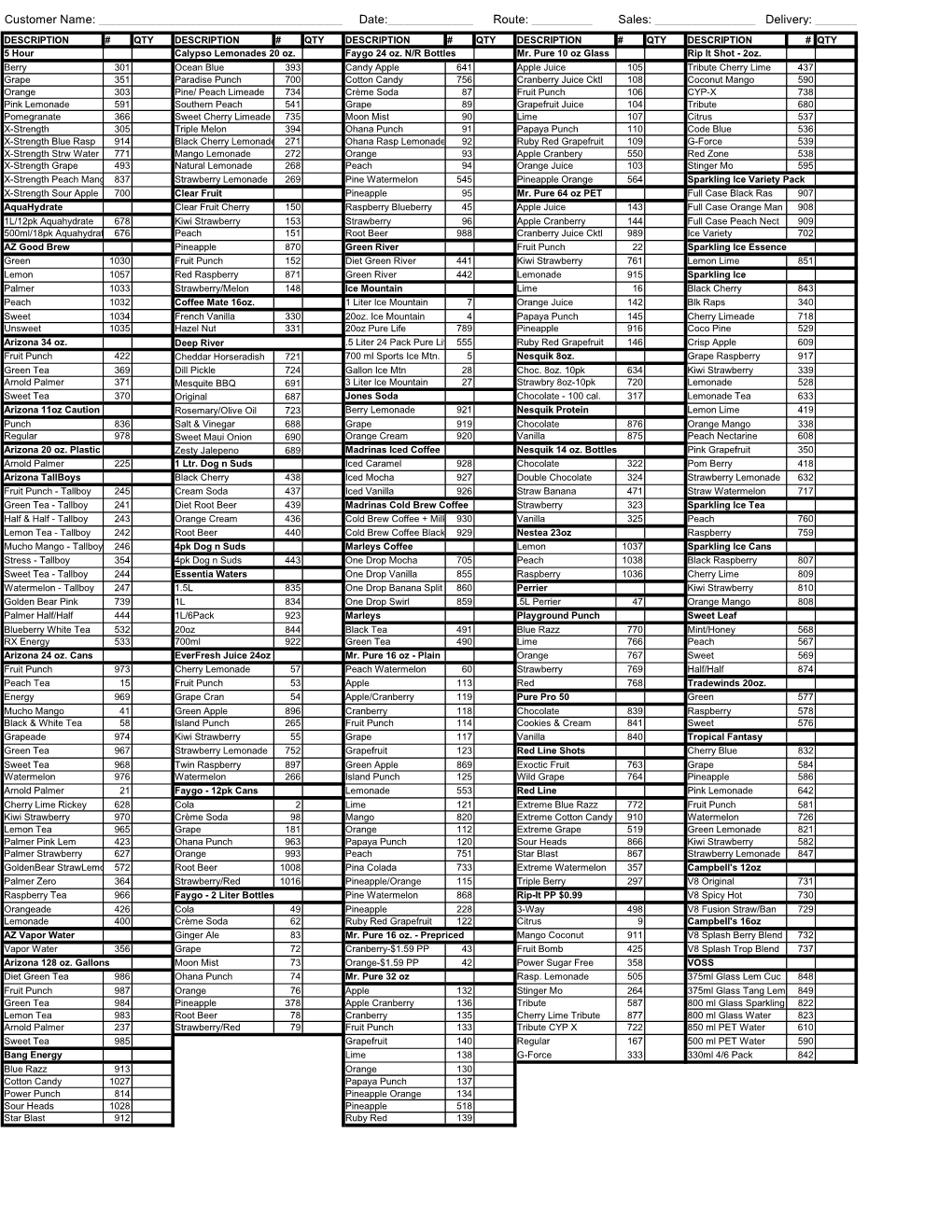 Terborg Distributing Order Form