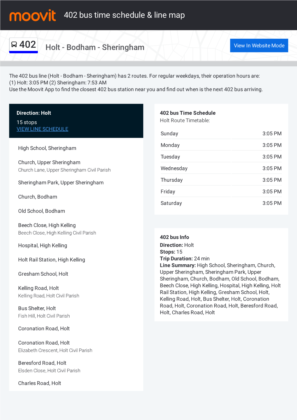 402 Bus Time Schedule & Line Route