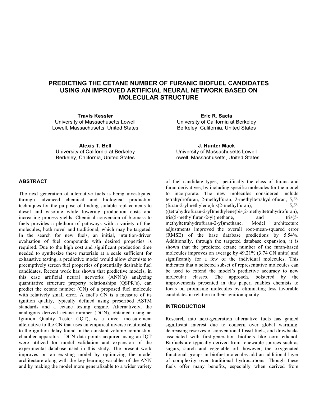 Predicting the Cetane Number of Furanic Biofuel Candidates Using an Improved Artificial Neural Network Based on Molecular Structure