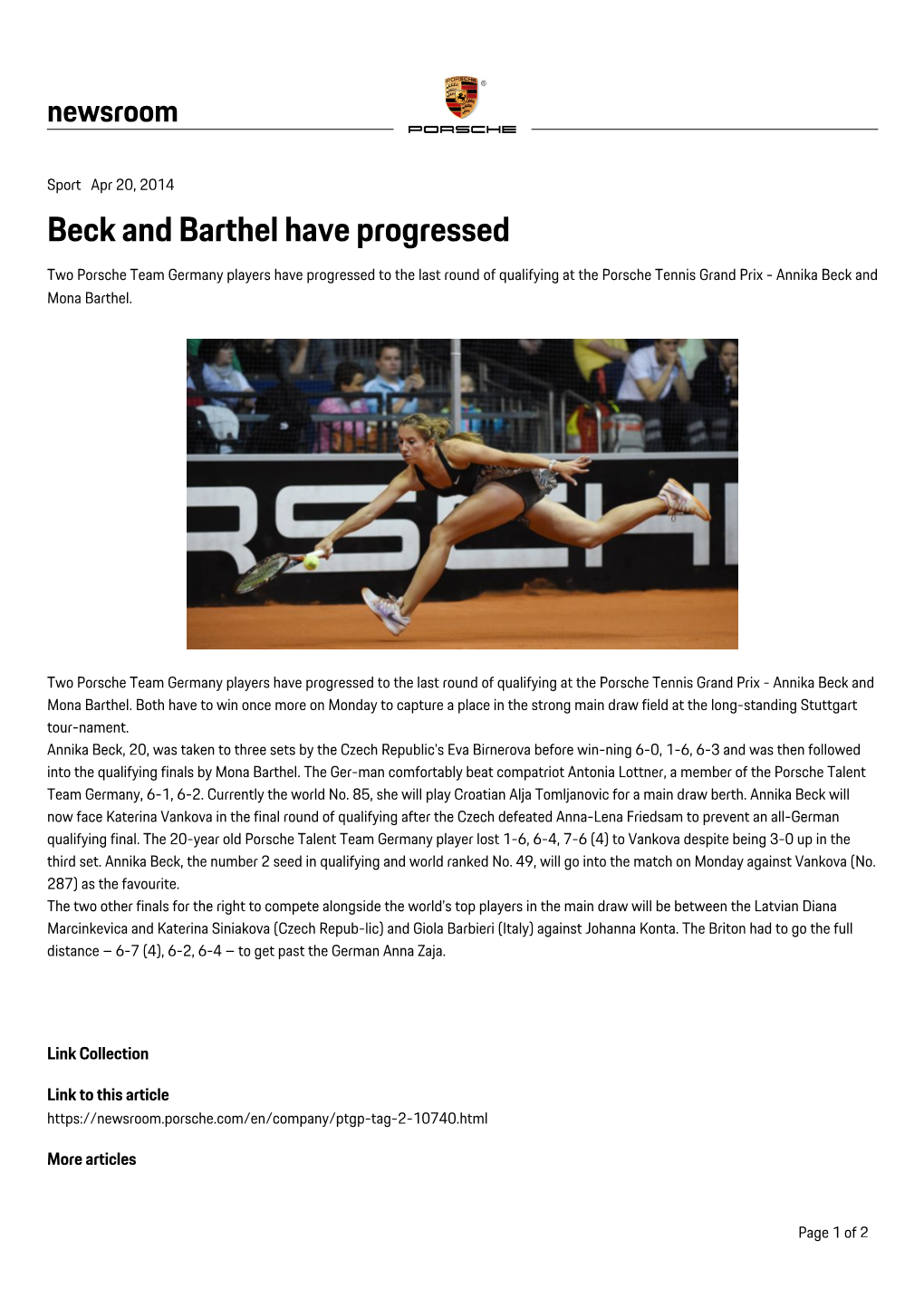 Beck and Barthel Have Progressed