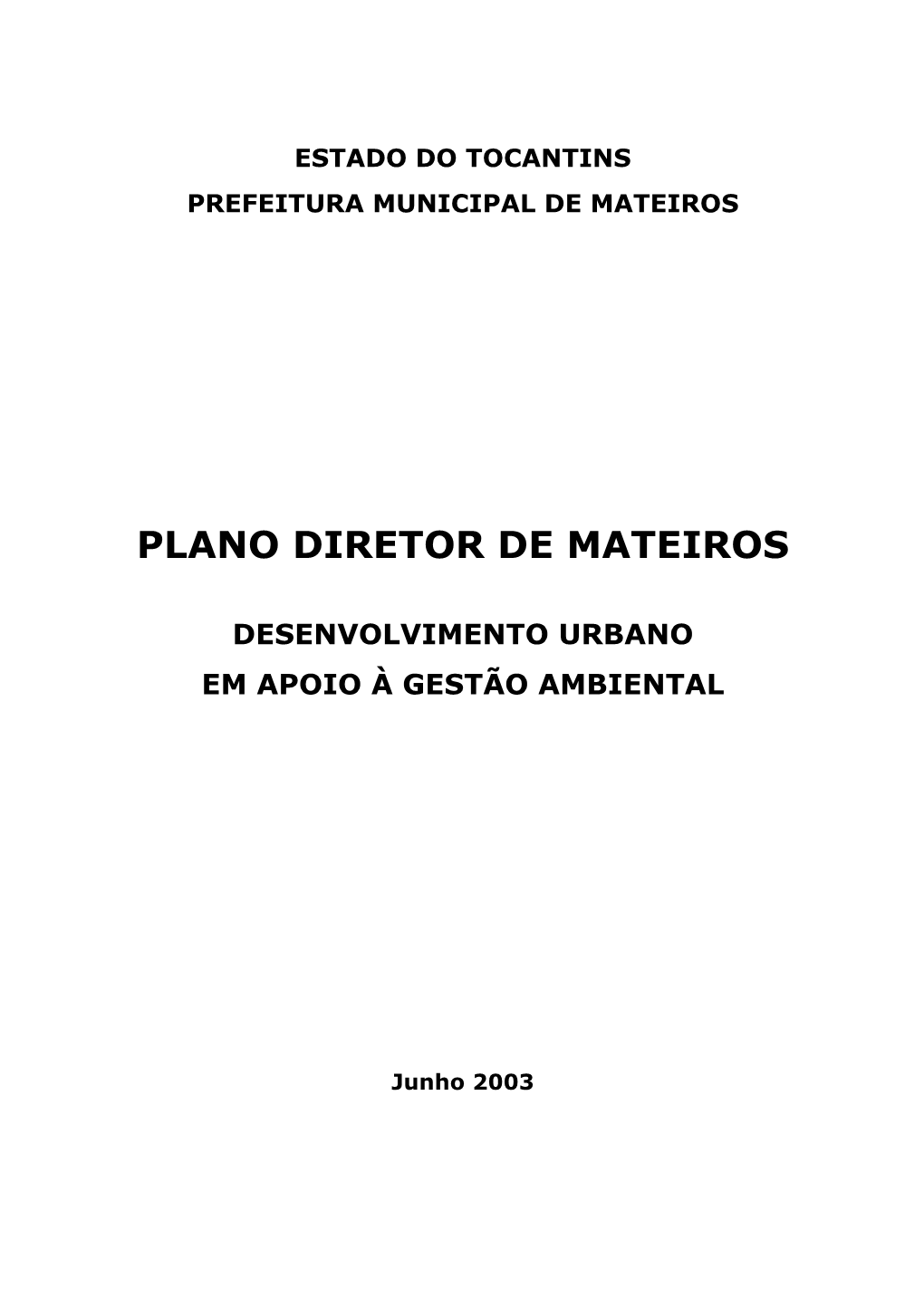 Plano Diretor De Mateiros