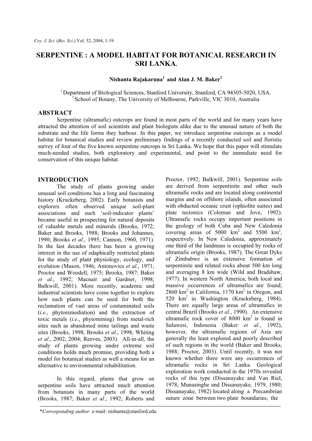 A Model Habitat for Botanical Research in Sri Lanka