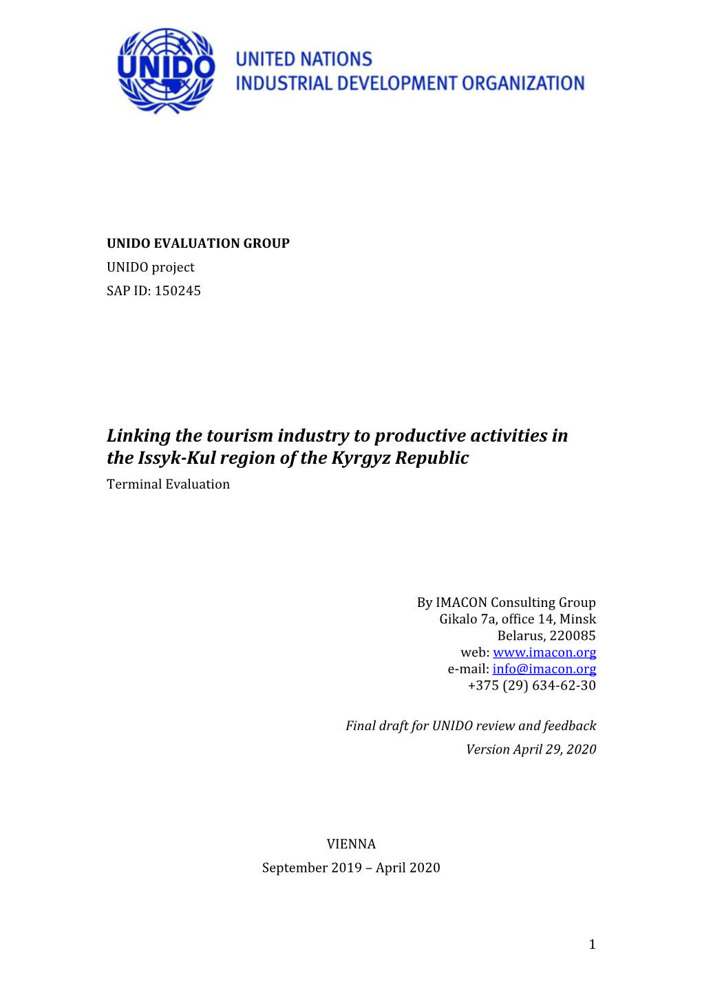 Linking the Tourism Industry to Productive Activities in the Issyk-Kul Region of the Kyrgyz Republic Terminal Evaluation