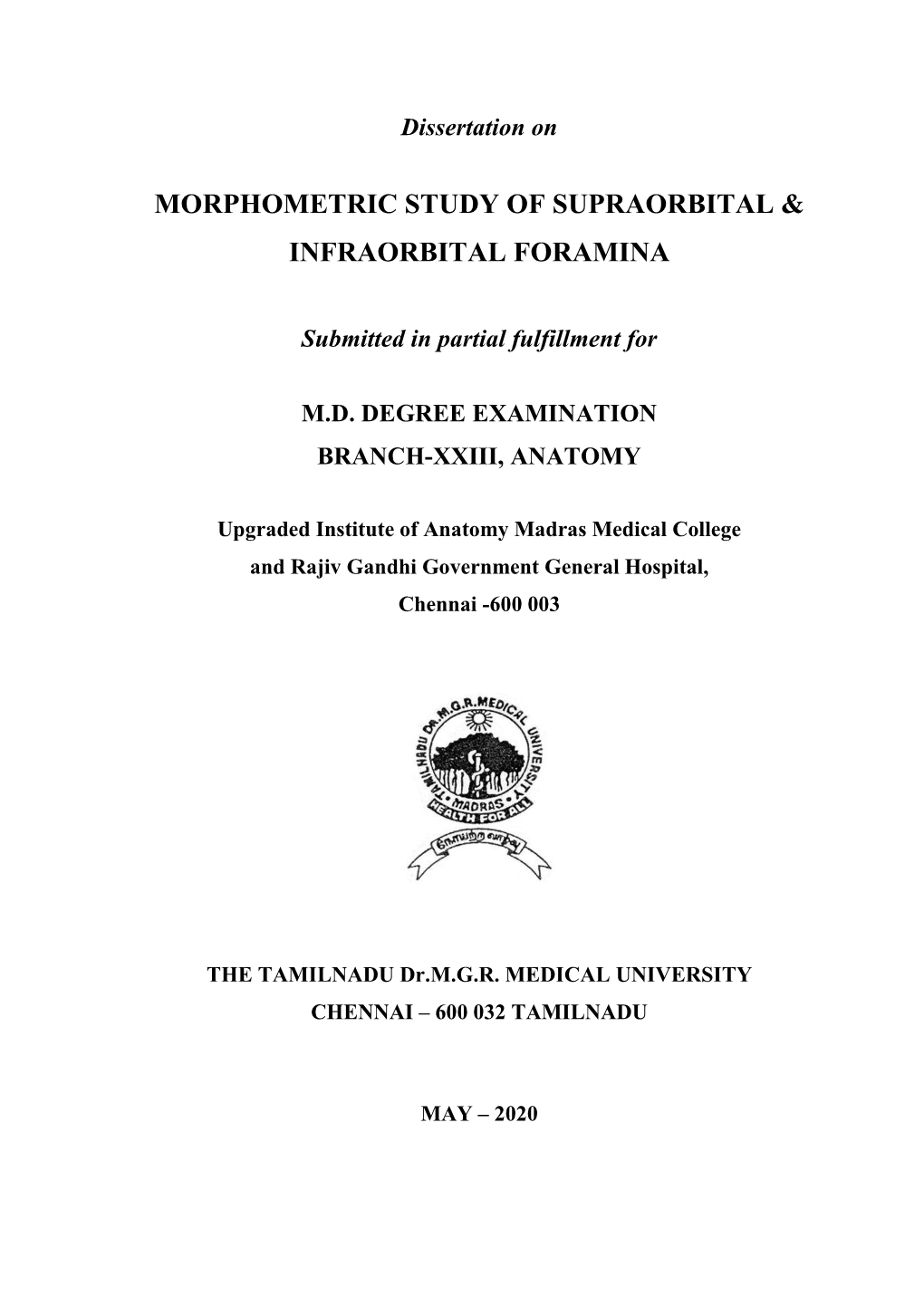 Morphometric Study of Supraorbital & Infraorbital