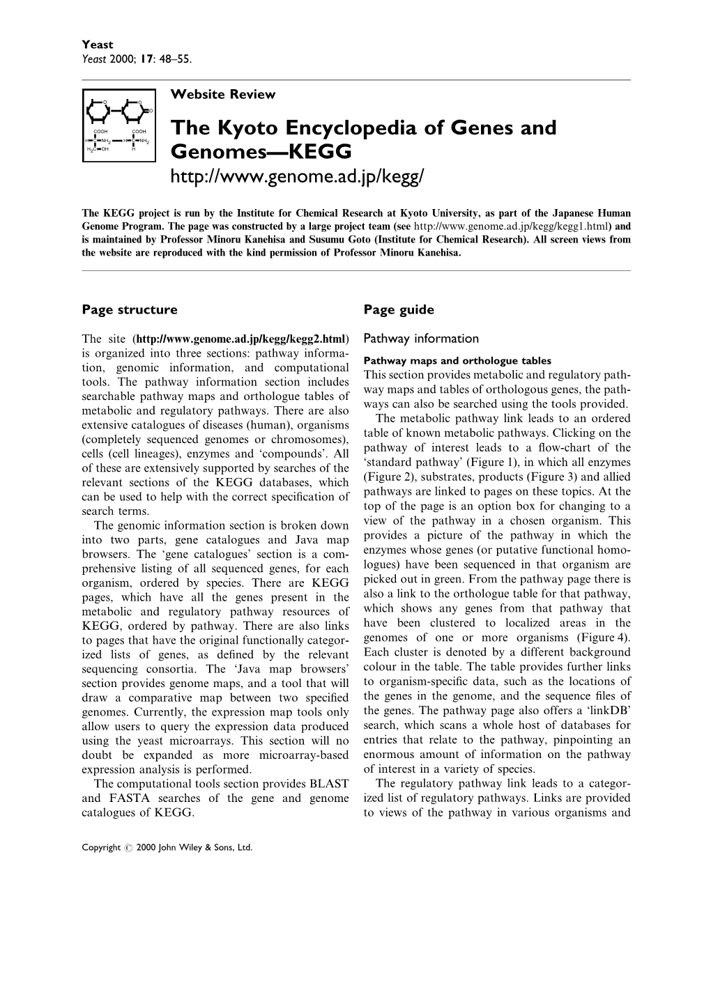 The Kyoto Encyclopedia of Genes and Genomes–KEGG