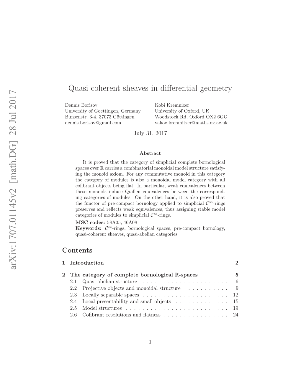 Quasi-Coherent Sheaves in Differential Geometry