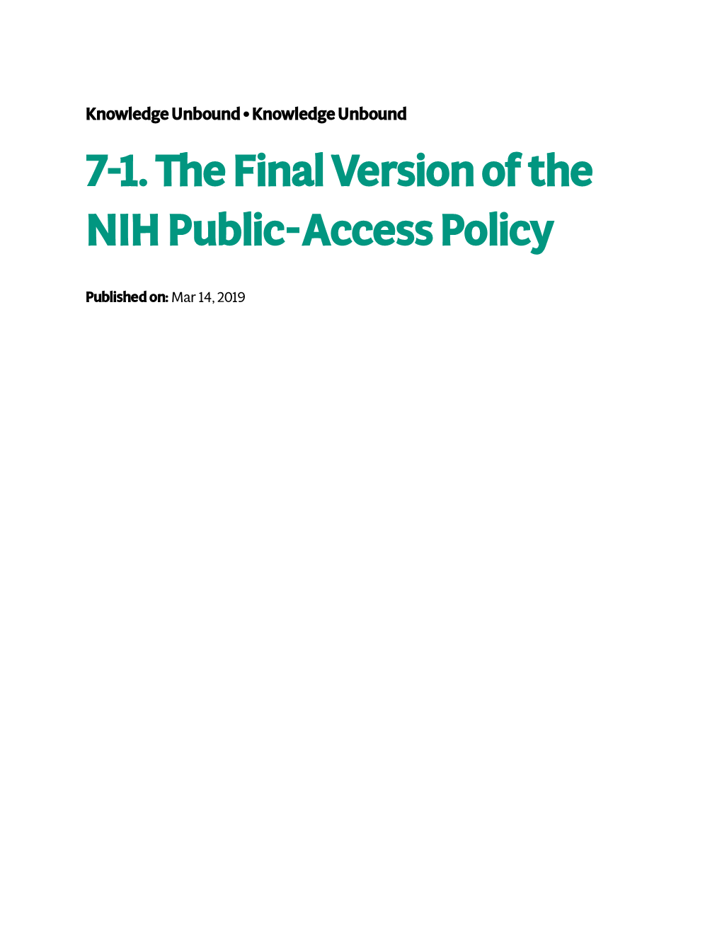 7-1. the Final Version of the NIH Public-Access Policy