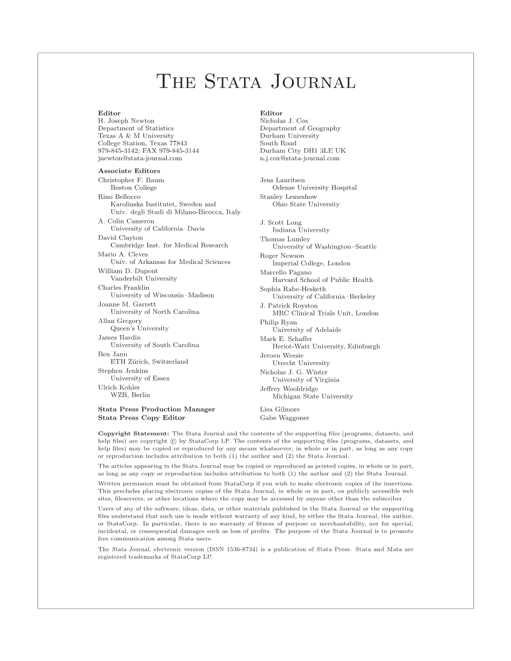 The Stata Journal