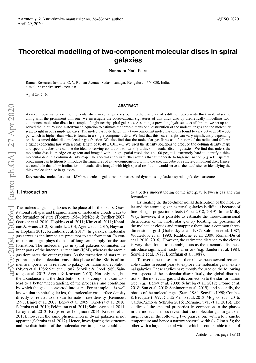 Arxiv:2004.13056V1 [Astro-Ph.GA] 27 Apr 2020