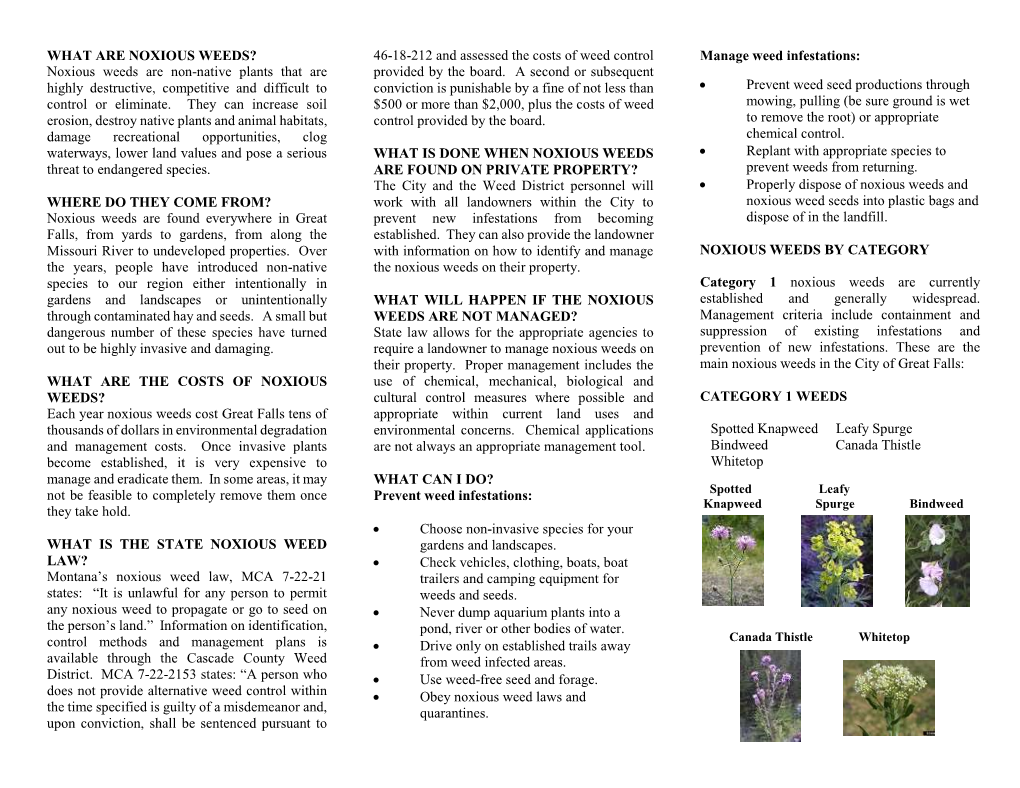 Noxious Weed Management Brochure