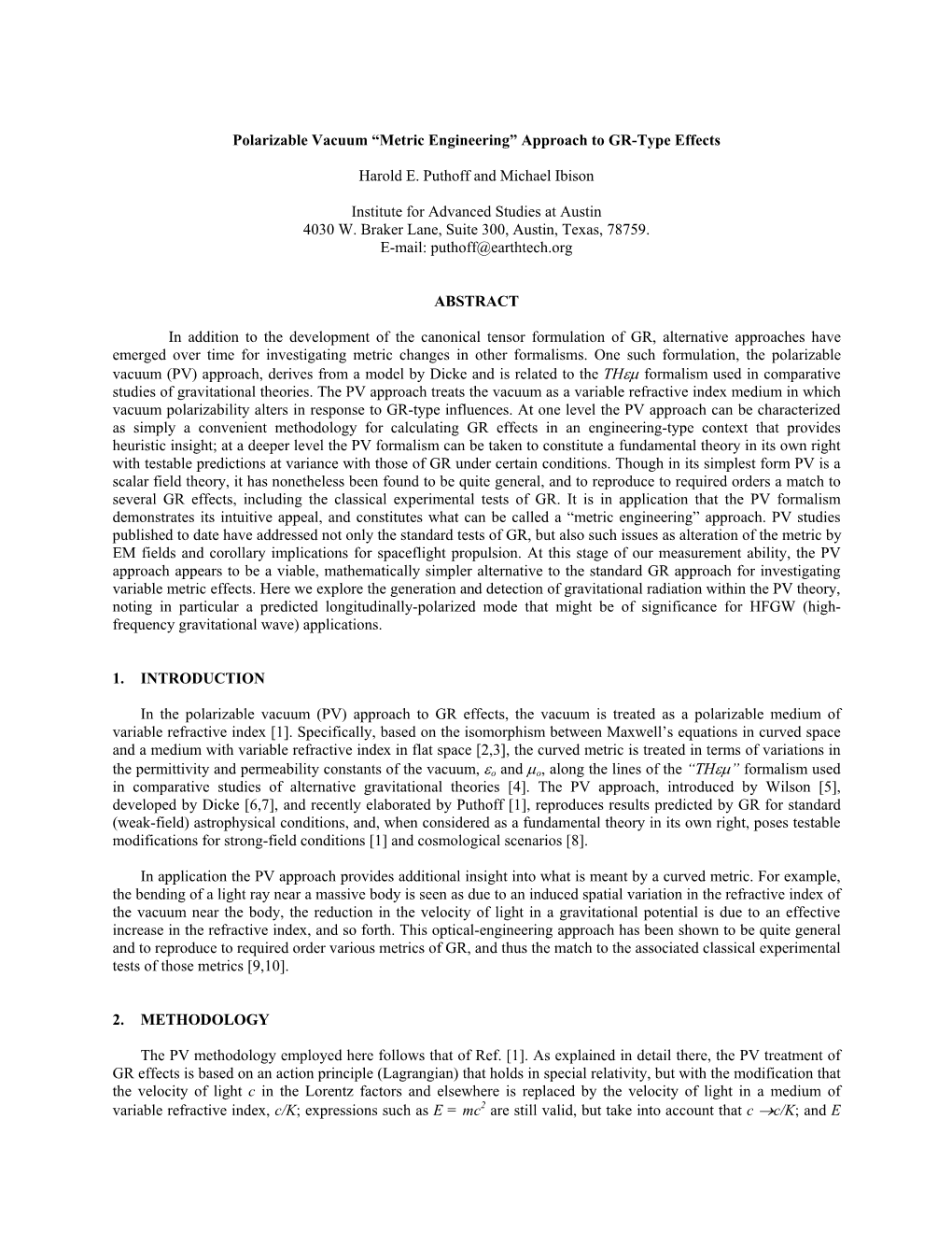 Metric Engineering” Approach to GR-Type Effects