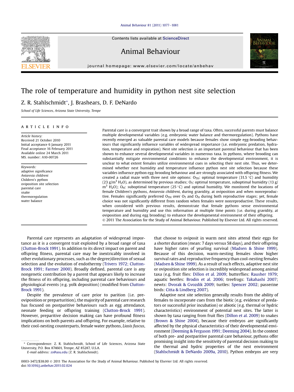 The Role of Temperature and Humidity in Python Nest Site Selection