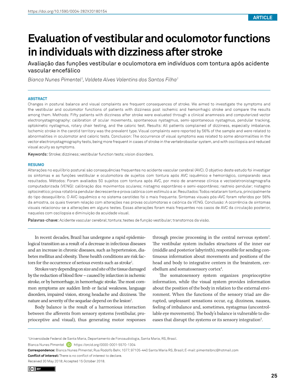 Evaluation of Vestibular and Oculomotor Functions in Individuals