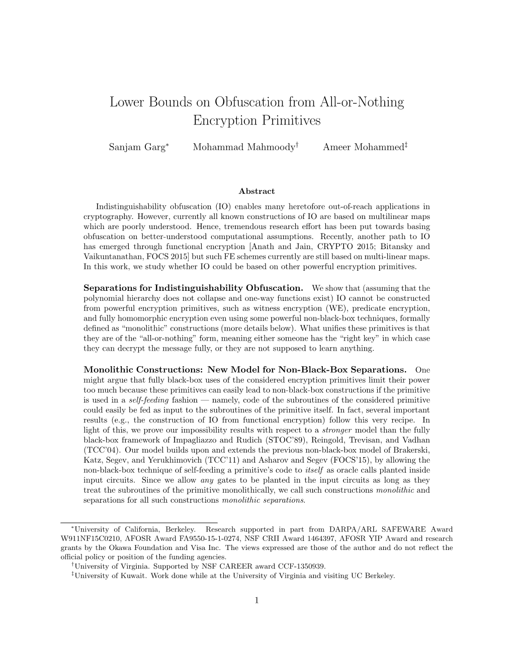 Lower Bounds on Obfuscation from All-Or-Nothing Encryption Primitives