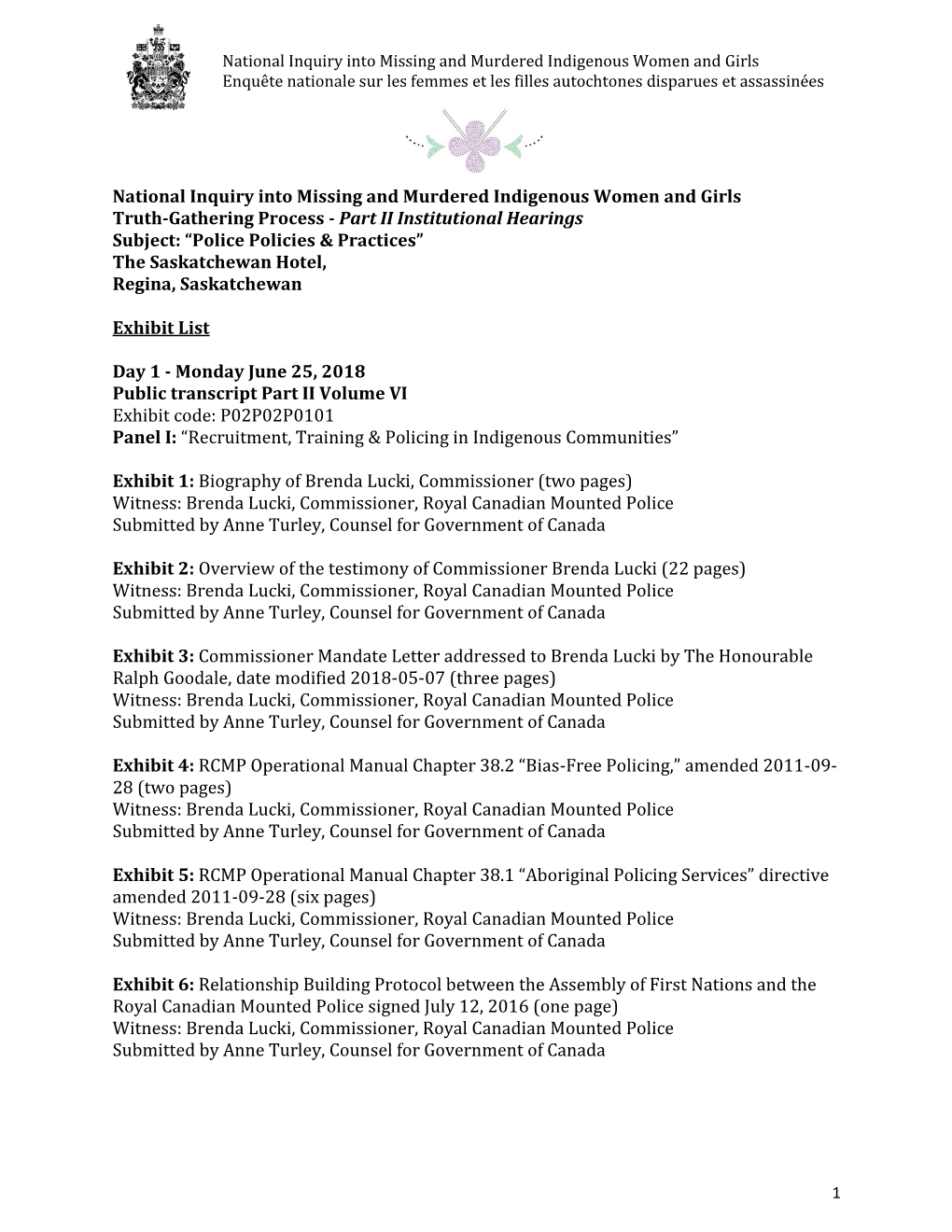 National Inquiry Into Missing and Murdered Indigenous Women and Girls Truth-Gathering Process