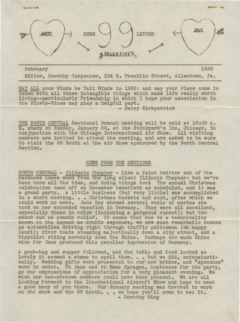 LETTER February 1938 Editor, Dorothy Carpenter