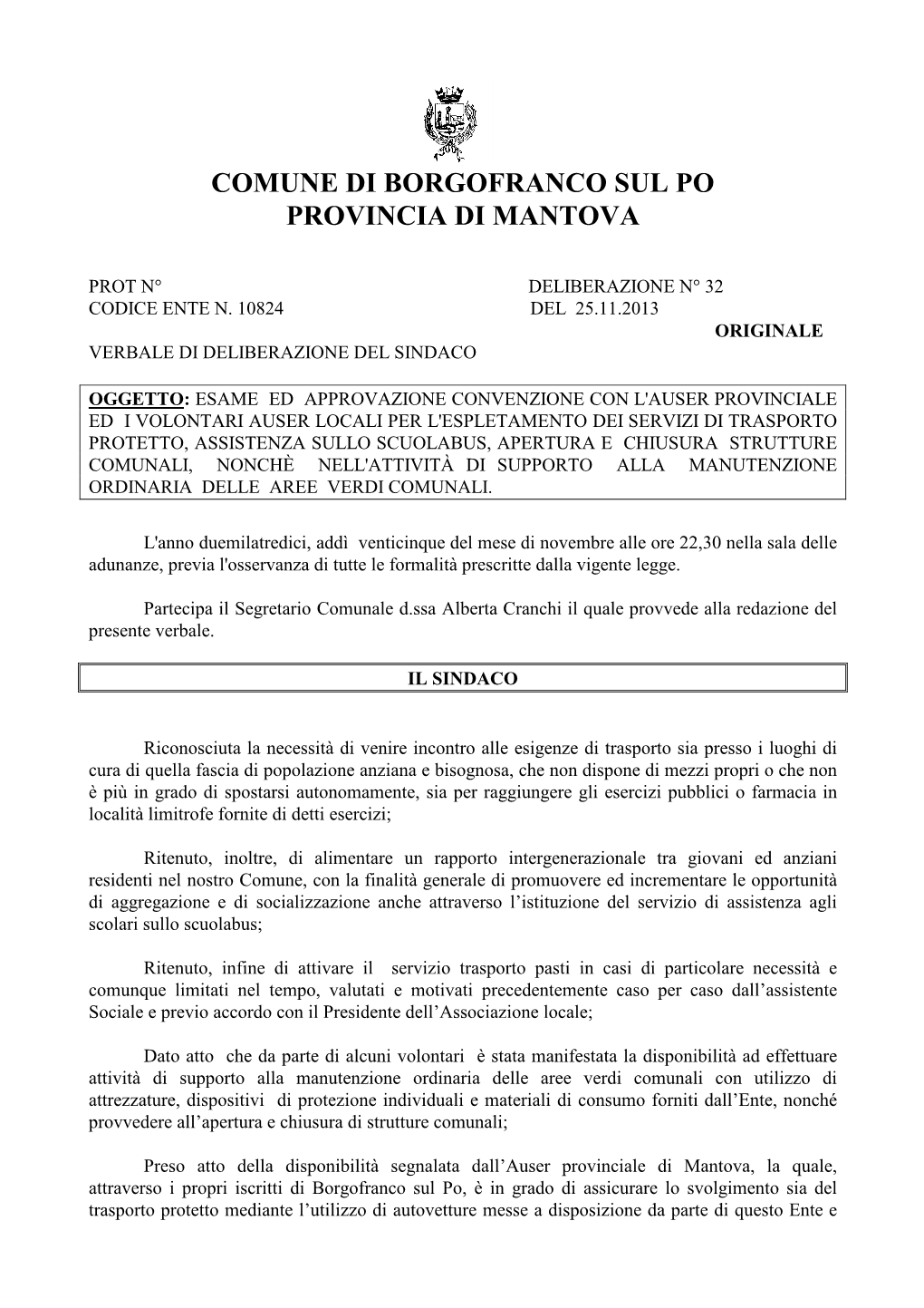 Comune Di Borgofranco Sul Po Provincia Di Mantova