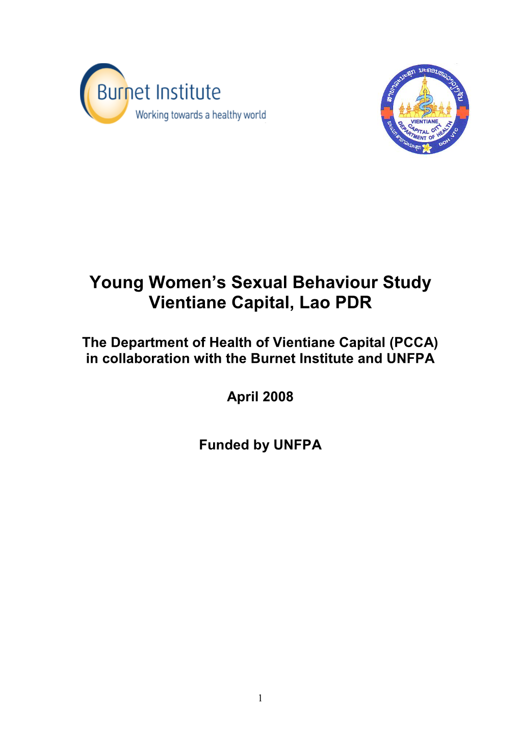 Young Women's Sexual Behaviour Study Vientiane Capital, Lao