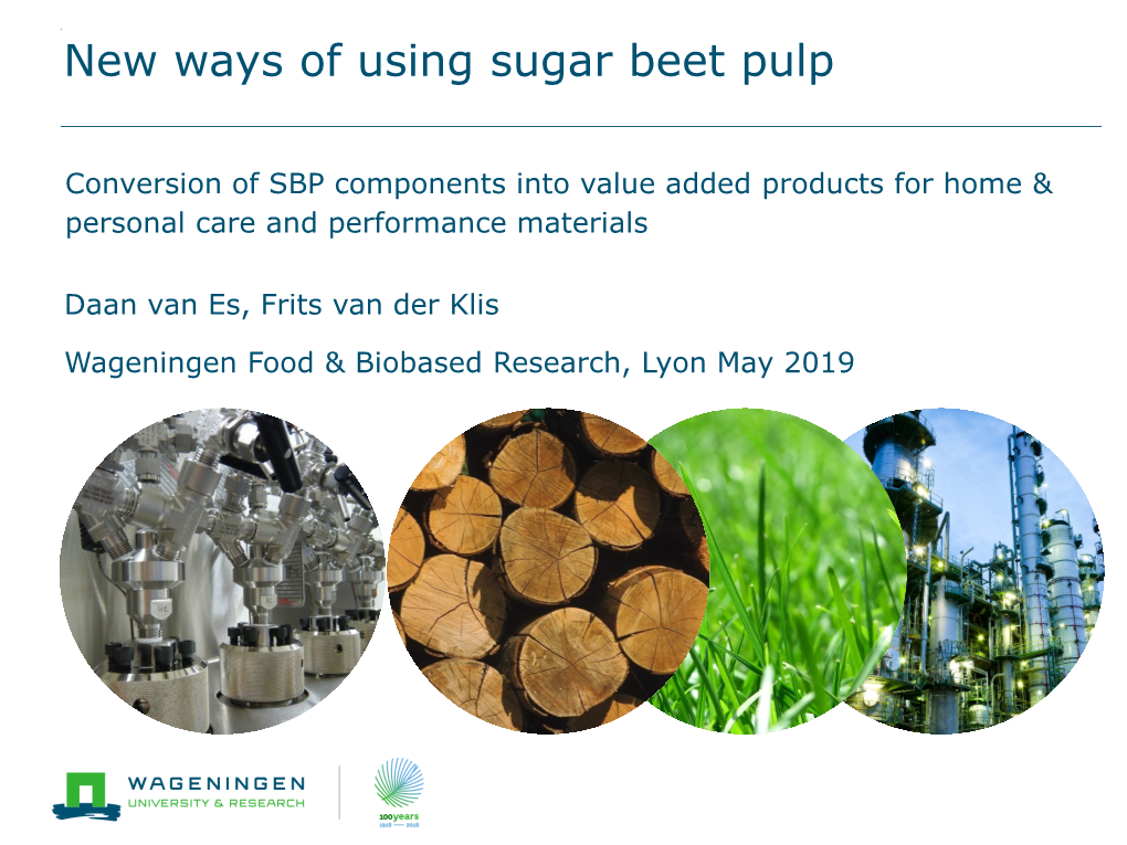 New Ways of Using Sugar Beet Pulp