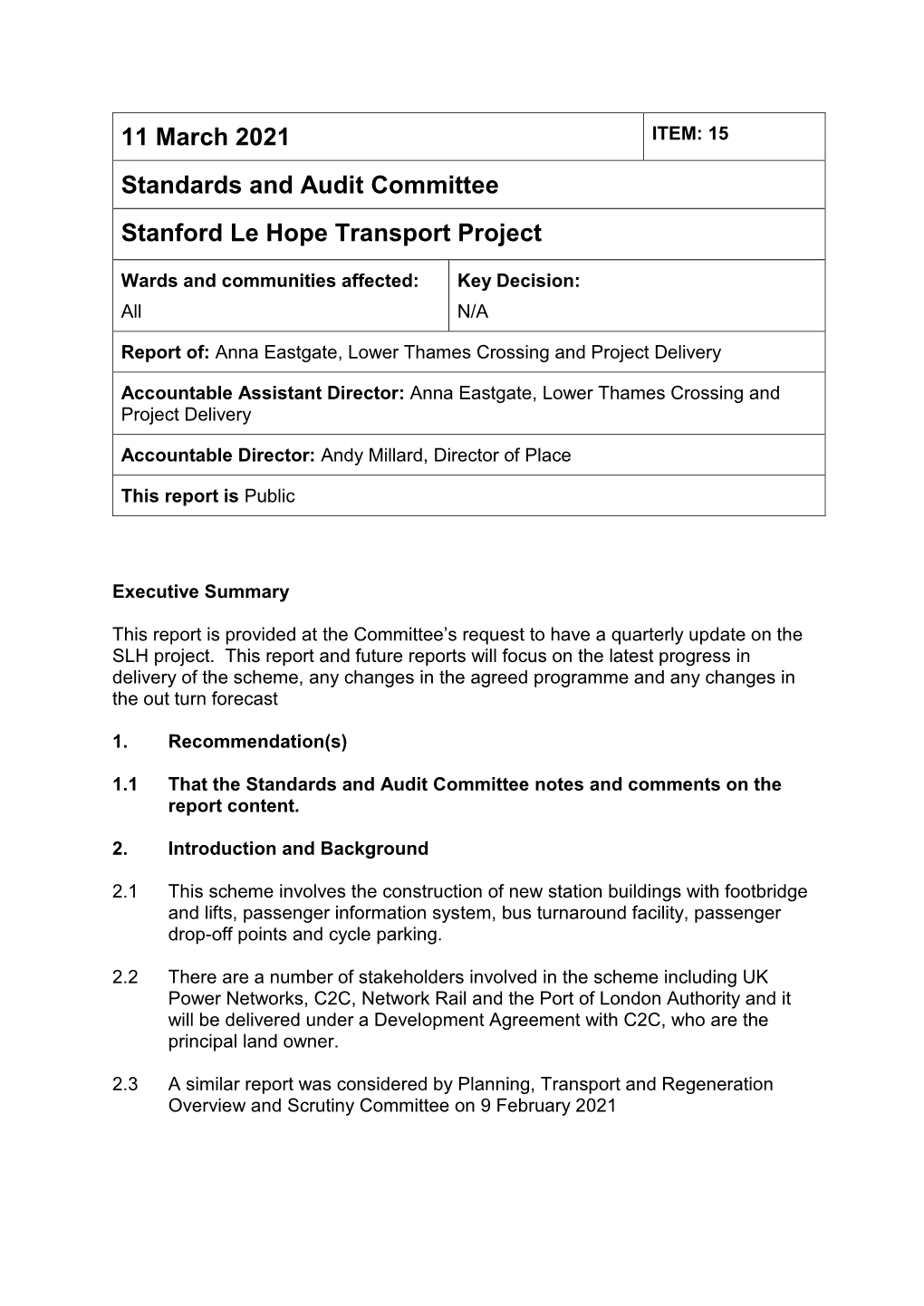 Stanford Le Hope Transport Project