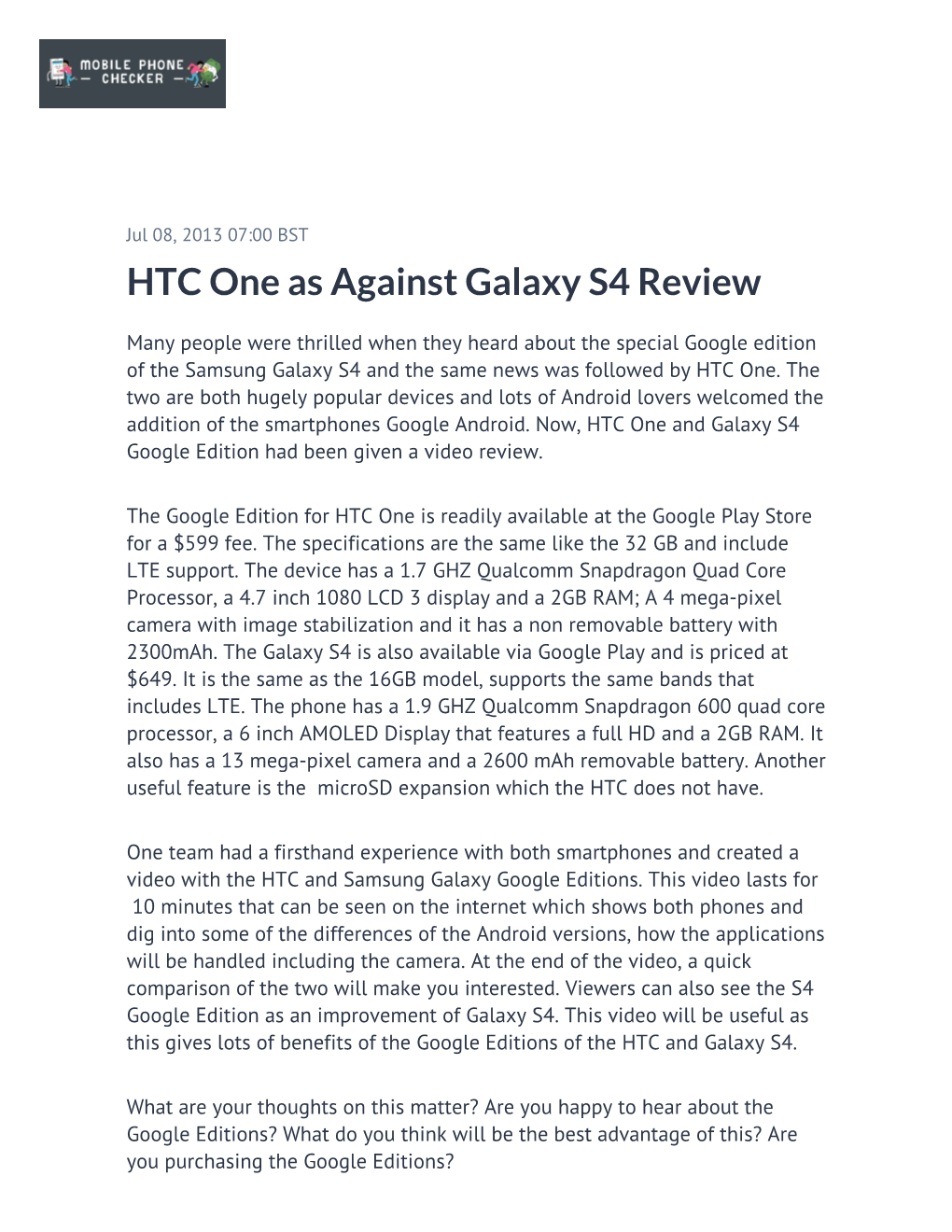 HTC One As Against Galaxy S4 Review