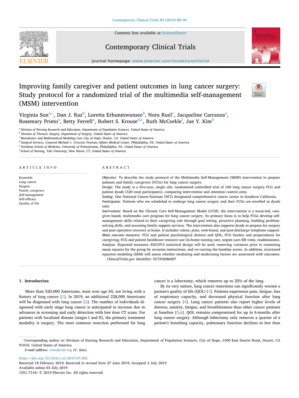 Improving Family Caregiver and Patient Outcomes in Lung Cancer