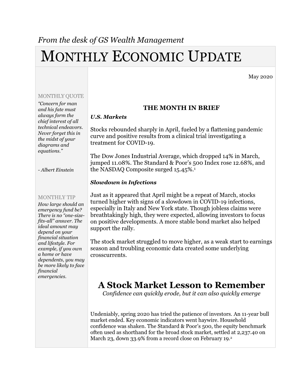 Monthly Economic Update